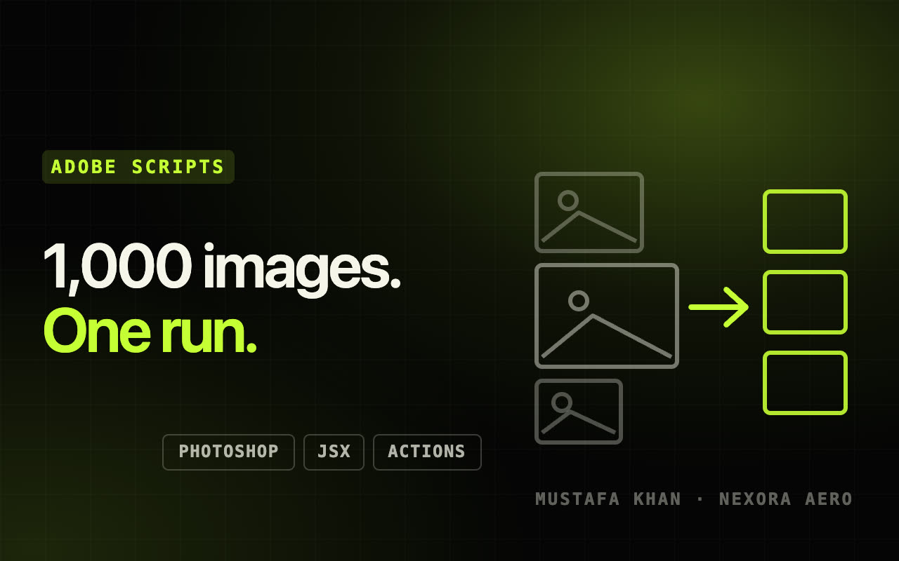 Build a Photoshop batch action / JSX script for image processing — Adobe Scripts service by Mustafa Khan on Nexora Aero