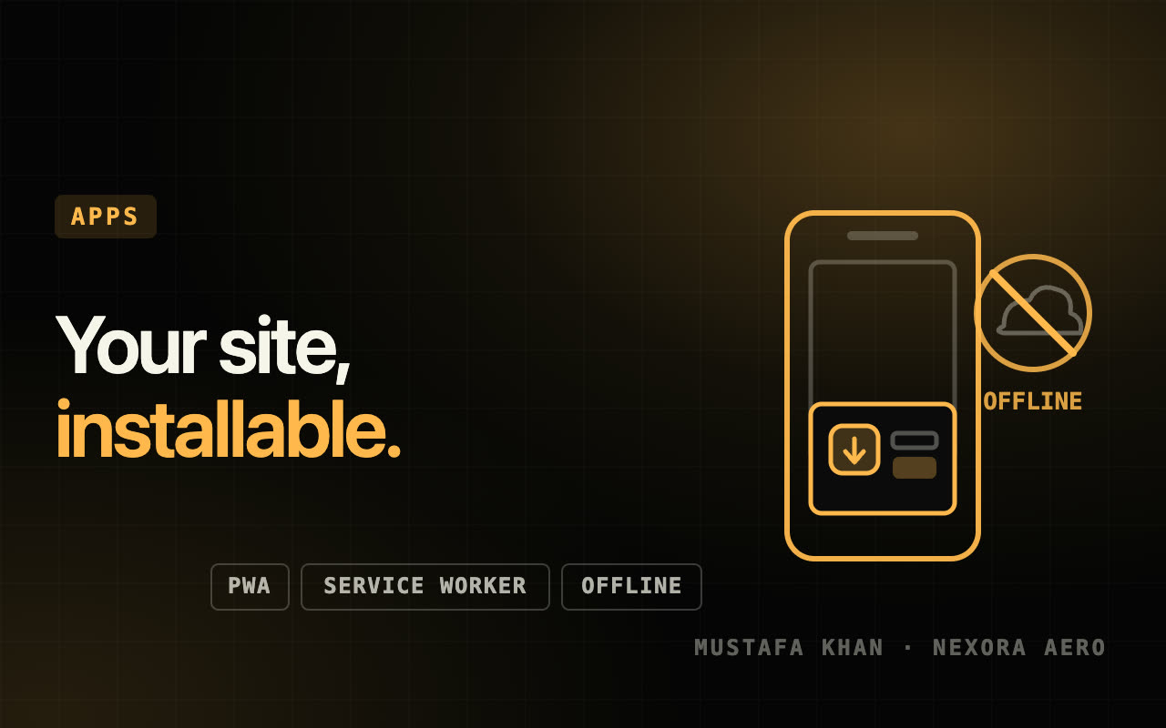 Convert your website into an installable PWA — Apps (Mobile · Desktop) service by Mustafa Khan on Nexora Aero