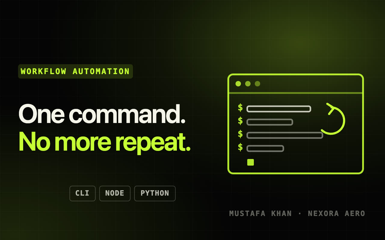 Build a custom CLI tool to automate any repetitive dev task — Workflow Automation service by Mustafa Khan on Nexora Aero