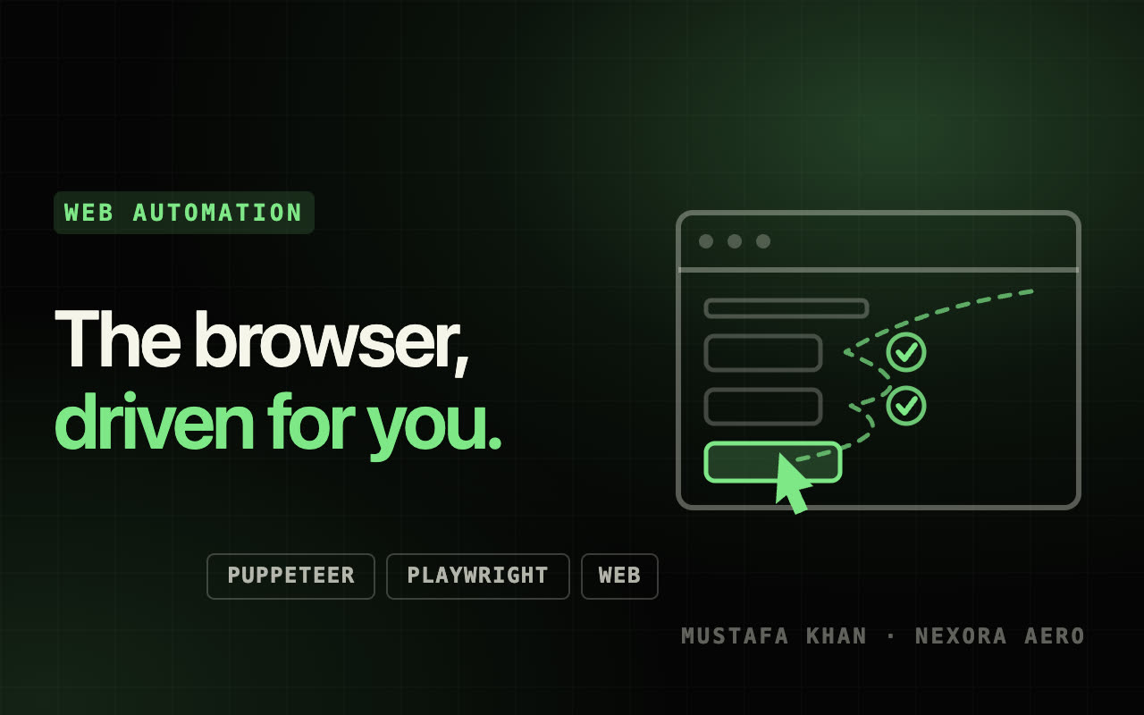 Build a browser automation script with Puppeteer or Playwright — Web Automation service by Mustafa Khan on Nexora Aero
